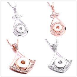 Fashion Silver Gold Crystal Snap Button necklace 18MM Ginger Snaps Buttons Charms With Stainless steel chain Necklaces for women jewelry