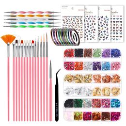 Nail Art Kits Piece Set Of Selling Enhancement Painting Pen Point Drill Tin Foil Paper Butterfly Sticker SequinNail