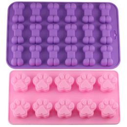 Baking Moulds Mujiang Puppy Dog And Bone Ice Trays Silicone Pet Treat Moulds Soap Chocolate Jelly Candy Mould Cake Decorating