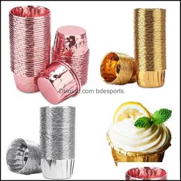 Cake Tools Bakeware Kitchen Dining Bar Home Garden Aluminium Foil Baking Cup Cupcake Liner Pan Tray Wrapper Paper Cups Oilproof Cupcakes C