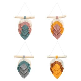 Tapestries Macrame Leaves Shaped Tassel Tapestry Bohemian Wall Art Wedding Home Decoration Nordic Style Boho Decor Hanging TapestryTapestrie