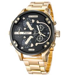 Men's Big Large Dial Watch New Fashion Individual Clock Steel Belt 7333 Quartz Watch Sports Business Hour T200113