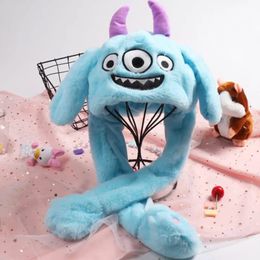 Monster Hat Moving Ears Kids Beaster Pressing Jumping Hat Cap Plush Ears Move Fluffy Cap Funny Cosplay Novelty Gift Women Men 220611