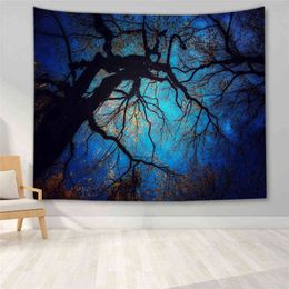 Nature Landscape Print Polyester Fabric Decor Dream Tapestry Carpet Wallpaper Forest Wall Hanging Tapiz J220804