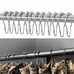 Shower Rollerball Curtain Ring Showeres Curtaines Hooks Glide Metal Rings Bathroom Showers Rods Home Window Curtainss Hooks Inventory