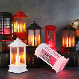 halloween hanging lanterns Canada - Party Decoration Halloween Christmas Candles Light Vintage Castle Hanging LED Lantern For Home Holiday Decor