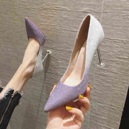 Sandals Luxury Star Sky Gradient High Heels Pumps 2023 Sexy Pointed Shallow Mout