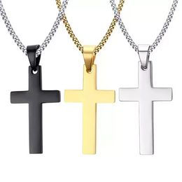 Delicate Mens Stainless Steel Cross Pendant Necklaces Men s Engraved Letter With Single Heart Religion Faith crucifix Charm Titanium chain For Gifts C0804