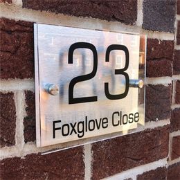 Customized Transparent Acrylic Plaques House Sign Plates With Aluminum Composite Plastic Panel Door Number Plate 220706