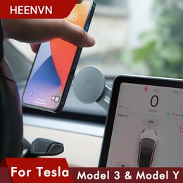 Heenvn New Car Smartphone Pillar Cell Phone Holder For Tesla Model 3 2021 Model Y Accessoires Model Three Model3 accessory