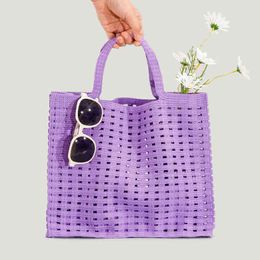 Cotton Hollow Large-capacity Handbag For Women Solid Big Tote Fashion Shopper Shoulder Bags Ladies Summer Beach Underarm Bag Ins G220531