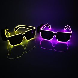 Party Decoration Flashing EL Wire 8 Bit LED Glowing Luminous Bright Festival Light Up Mosaic Glasses Fashion SuppliesParty DecorationParty