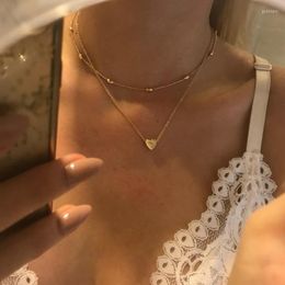 Chains Double Layer Heart Pendant Necklace For Women Gold Silver Colour Simple Style Chain Collar Choker Ladies Jewellery GiftChains Godl22
