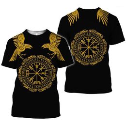 Men's T-Shirts 2022 Latest Viking Symbol 3D Printed T-shirt Summer Short-sleeved Harajuku Tshirt Street Hip-hop Oversized Tshirts