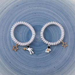 Beaded Strands 2022 Hair Ring Cartoon Astronaut Pendant Rubber Band Seamless Tied Girl Bracelet For Women Fashion Jewellery Accessories Fawn22