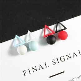 Fine Jewelry Every Day A Little Love Triangle Pearl Asymmetry Stud Earrings For Women Gift GC1311