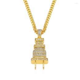 Chains Hip Hop Iced Out Gold Plug Men Women Pendant Necklace Jewellery Gift For Him With Cuban ChainChains