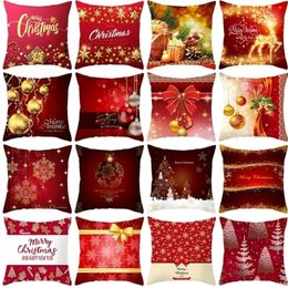 Decorations for Home 45x45cm Snowflake Santa Claus Pillowcase Happy Year Christmas Navidad Xmas Gift Y201020