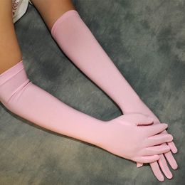 Bridal Gloves Satin Pink Glove Long Bridal Gloves Length Women Dance Party Wedding Gloves Finger Guantes