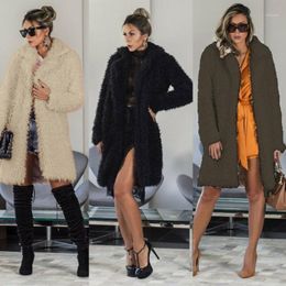 Women's Fur & Faux Women Furry Coat Winter Warm Fuzzy Fluffy Fleece Jacket Long Sleeve Female Outerwear Cardigans Overcoat 2022