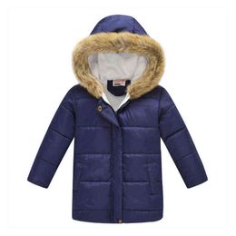 Baby Boys Winter Hoodie Cotton Jacket Plus Velvet Warm Girls Clothes Floral Long Jacket Outerwear Thicker Fashion Quality Clothing J220718