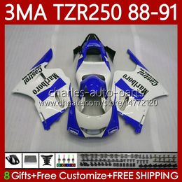MOTO Bodywork For YAMAHA TZR250 TZR 250 TZR-250 R Blue white RS RR 1988 1989 1990 1991 Body 115No.100 TZR250-R TZR250RR 88-91 YPVS 3MA TZR250R 88 89 90 91 OEM Fairing Kit