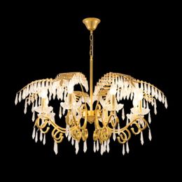Pendant Lamps Creative LED Crystal Chandeliers Gold Leaves Art Deco Home Lighting For Living Room Kids Bedroom Bar Modern Kitchen Hanging La