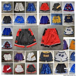 Team Basketball Shorts Just Don Retro Conventional Version Wear Sport Pant With Pocket Zipper Sweatpants Hip Pop