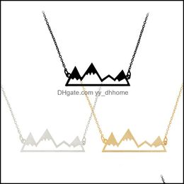 Pendant Necklaces Pendants Jewellery Gold Sier Plated Minimalist Mountain Top Snowy Necklace Hiking Outdoor Travel Mountains Climbing Gifts