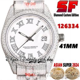 SF Latest ew126334 A2824 Automatic Mens Watch tw126333 bl126331 Diamond inlay Roman White Dial 904L Steel Iced Out Diamonds Bracelet Super Edition eternity Watches