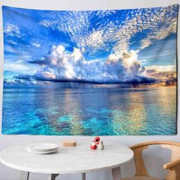 Sky Beach Landscape Wall Rug Hippie Decorations Living Room Rugs Decoration Korean Style Cloth J220804