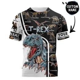 Seamless Custom Name Dinosaur 3D Print Summer Slim T-Shirt Tops Tee Men Short Sleeve Casual Milk Fiber Round Neck Breathable 220619