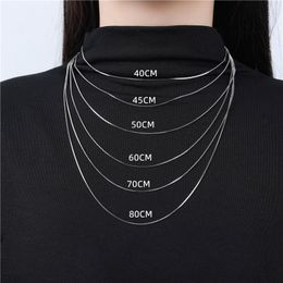 Chains Box Chain Necklace Silver 925 Real Women Fine Jewellery Gift Female Men Girls 40 45 50 55 60 65 80 CM On The NeckChains