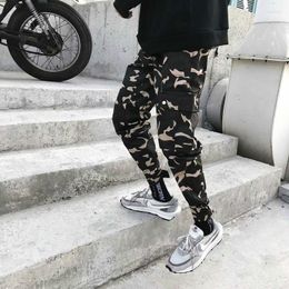 Camouflage Cargo Pants 2022 Men's Autumn Fashion Brand Loose Beam Feet Capri-Pants Korean Version Casual