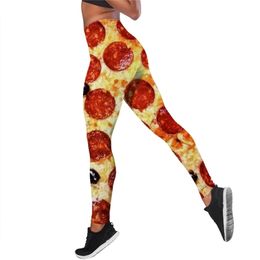 Women Leggings Gourmet Pizza Printed High Waist Elasticity Legging 3D Fashion Fitness Pant for Female Jogging Pants W220617