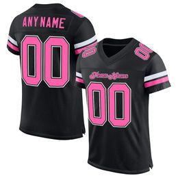 Custom Black Pink-White Mesh Authentic Football Jersey