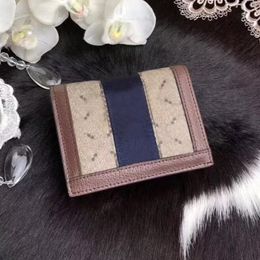 classic slots Canada - Short Wallet Women Clutch Bag Purse Card Bags Classic Letter Red Stripe Pearl Decoration Animal Pattern Canvas Genuine Leather Material Internal Multi Card Slot