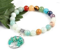 Beaded Strands Tree Of Life Pendant Chakra Bracelet For Men Women 8mm Natural Stone Beads Elastic Bracelets Reiki Healing Jewellery Fawn22