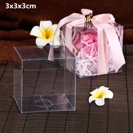 Top Quality 3x3x3 CM PVC Clear Gift Wrap Box Square Plastic Containers Candy Boxes Towel Cake Packaging Case