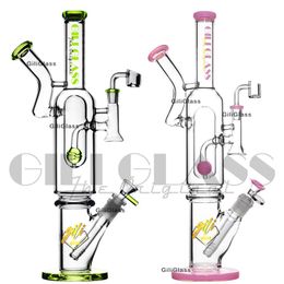Double Head Glass Beaker Coloured Bong Dab Rig Water Pipes Bowl Bongs Heady Bubbler Herb black Pipe Wax Oil Rigs for Christmas party gifts Hookahs