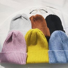 Beanie/Skull Caps Fashion Wool Knitted Autumn Winter Women Mens Elastic Baggy Thicken Flanging Beanies Wholesale 20 Colours Hats Davi22