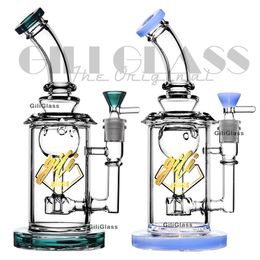10 inches Dab Rig Freezable Recycler oil rigs Big Glass bongs smoking Water Pipes Thick Water Bong Tobacco Hookahs With 14mm Bowl Hookah