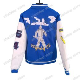 22ss Men Designers Baseball Jacket Robot wool Applique Embroidery Watercolor Lapel Neck paris Streetwear S-XL