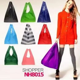 Eco Friendly Storage Handbag Foldable Usable Shopping Bags Polyester Reusable Portable Grocery Nylon Large Bag Pure Color B071208