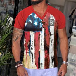 Men's T-Shirts Mens T Shirt White Spring Summer Casual Sports Color Blocking Independence Day American Flag Lady Long Sleeve Workout TopMen'