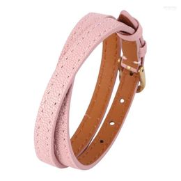 Drop Design Fashion Jewellery Wholesale Vintage Multilayer Wrap Pink Leather Bracelet For Women Bangle Inte22