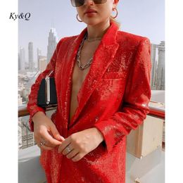Women's Two Piece Pants Elegant Birthday Party Red Sequin Suit Coat Straight Two-Piece Set Woman Temperament Fashion Luxury Runway FemaleWom