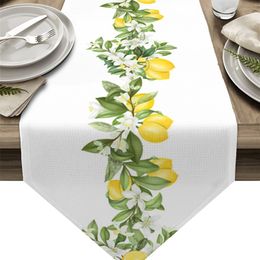 Summer Lemon Leaves Flowers Table Runners Kitchen Dining cloths Wedding Party Decoration Runner 220615