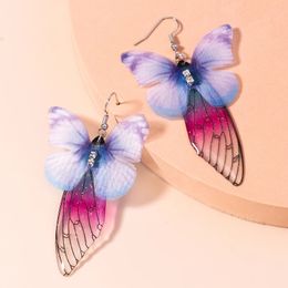 Design Butterfly Transparent Feather Earrings for Women Temperament Bohemain Fairy Wings Dangle Earrings Wedding Jewelry Gift