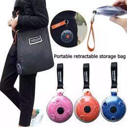Stock Portable Folding Telescopic Small Disc Shopping Bag Multifunctional Storage Bag Reusable Shopper Handbag Organizer Travel Bag